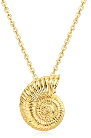 Dixbix Shell Seashell Necklace for Women,Chunky 18K Gold Plated Beach Conch Shell Necklaces Gifts for Women (Conch G-Plated)