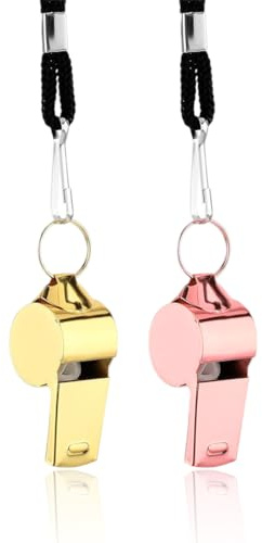 WeddHuis Lot de 2 Sifflets en Acier Inoxydable avec Lanière pour Arbitre, Sport Scolaire, Entraînement Canin