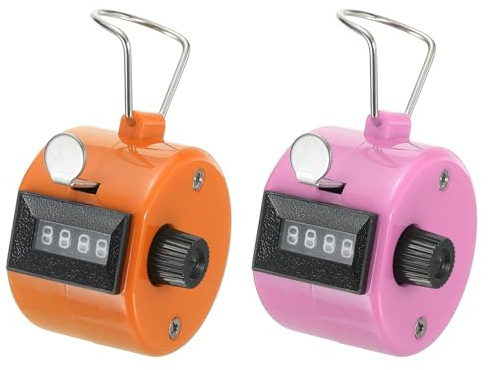 PATIKIL Contatore Clicker, 2Pz 4 Cifre Contatore Click Pitch Meccanico Portatile per Allenamento Maglia, Golf, Giro, Pesca, Arancione-Rosa