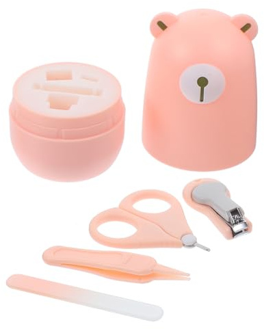 WATIIFUFU Tragbares Kindersicheres Nagelknipser Satz aus Kohlenstoffstahl mit Rutschfestem Design und Rosa Verpackung für Säuglinge und Shower Geschenk