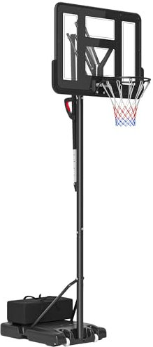 SPORTNOW Basketballkorb Outdoor, Verstellbare Korbhöhe 230-305 cm, Basketballständer mit 110 x 75 cm bruchsichere Rückwand mit Rädern, gefederter Korb, Gewicht für Erwachsene