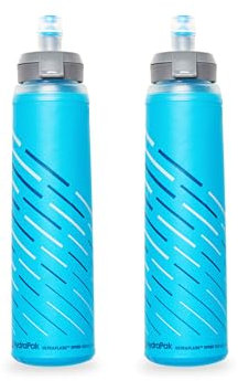 Flasque HydraPak UltraFlask Speed 500 ml, Lot de 2 - Flasque souple compressible pour vestes d'hydratation et sacs de trail avec bouchon facile à ouvrir (500 mL) - Bleu Malibu