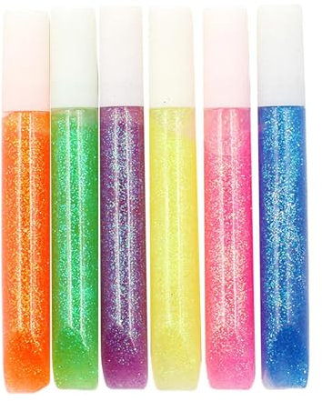 Glitter Glue Pens -6 Pieces Glitter Glue Stick Set | Washable Precision Crafts |Colored Fine Tip Pens | Craft Supplies for Family Friends Children