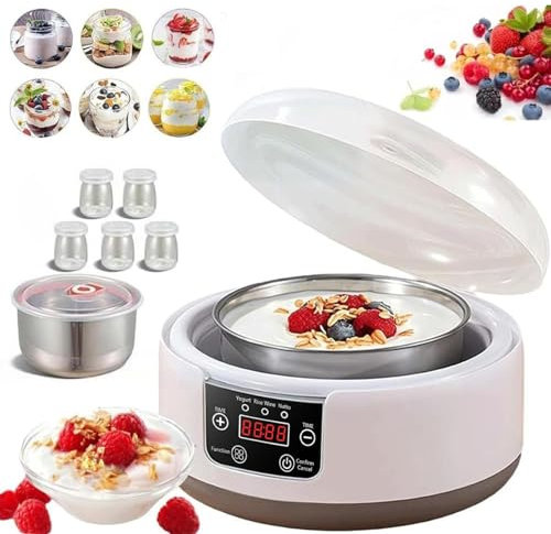 Yogurt Maker Machine with Temperature Control, 1.2L Large Capacity Probiotic Yogurt Maker with LCD Display, Multi-Function Versatile Yogurt Machine for Home Use (with 5 Cups)