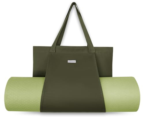 Cwokarb Yogatasche Damen mit Nassfach, Flaschenhalter und Durchgehendem Reißverschluss,Matte Einfach Herausnehmen für Pilates, Reisen, Training, Büro (Grün)