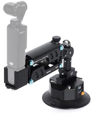DF DIGITALFOTO Uppgradering Osmo Pocket 3 bilfäste, 2:a generationen Z Axis mini stötdämpande arm med elektronisk vakuumsugkopp, kompatibel med DJI ficka 2/3, vindruta/fönster/bakre monterad
