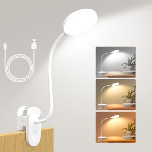 ZAPLIT 97 LED Lámpara de Lectura con Pinza – 【3 Modos & 10 Niveles】 2000mAh USB-C, 40cm Cuello Flexible, Luz para Cama, Escritorio y Camping