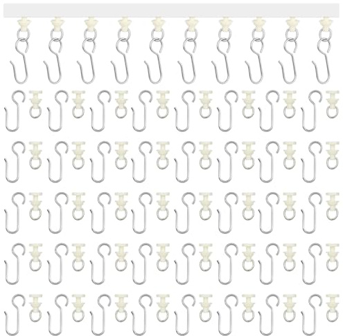 50 Pezzi Ganci per Tende Scorrevoli per Binario,Ganci Tenda Metallo, Ganci Tenda in Acciaio Inox, Gancetti per Tende,Ganci per Tende per Appendere Tende, Tende Divisorie, Tende da Doccia