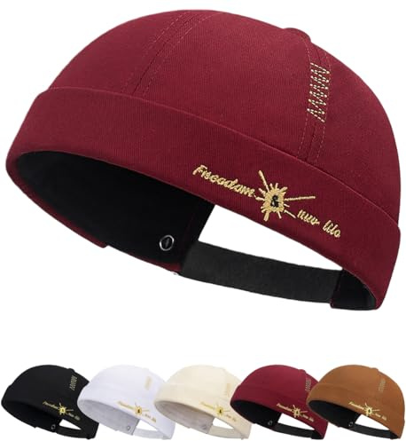 Cozyan Cotone Cappellino da Portuale Uomo Retro Docker-cap Berretto Docker da Motociclista Cappello Retro Cappellino Senza Visiera Uomo Donna Berretto Portuale Commando Lavoro Cotone Docker cap