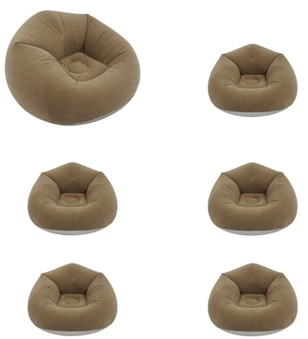 6 Pcs Bean Bag Chairs for Adults 330 Lbs Portable Inflatable Chairs with Foot Air Pump 39.4 x 23.6in Foldable Flocking Inflatable Sofa Blow up Chair for Living Room Bedroom