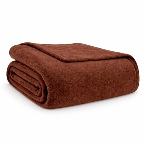 Meteorwi Home – Manta de Franela Suave y Cálida 220x240cm - 100% Poliéster - Manta Ligera y Multiuso para Sofá, Cama y Viaje. (Marrón, 220x240cm)