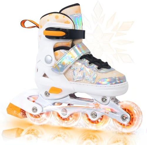 Nattork Kids Adjustable Inline Skates - Snowflake Blades Roller Skates for Girls Boys, Safe & Comfortable for Children Beginners