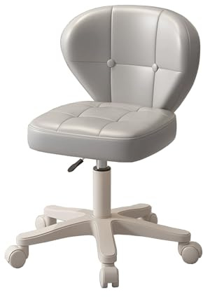 Arbetspall med Ryggstöd Ergonomisk Rullpall Höjdjusterbar 40-53 cm | Svängbar Pall Spa Verkstadssits 6 Färger Tillgängliga för Kosmetiska Studior Frisörsalonger(Chrome)