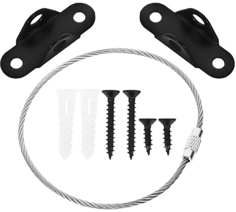 LOPUNER 2 Sets of Furniture Anchors Proofing Cabinet Straps with Stainless Steel Hardware Pack Black Anti Tip Safety Straps to Prevent Furniture from Falling Over Or Tilting for Tv Stands
