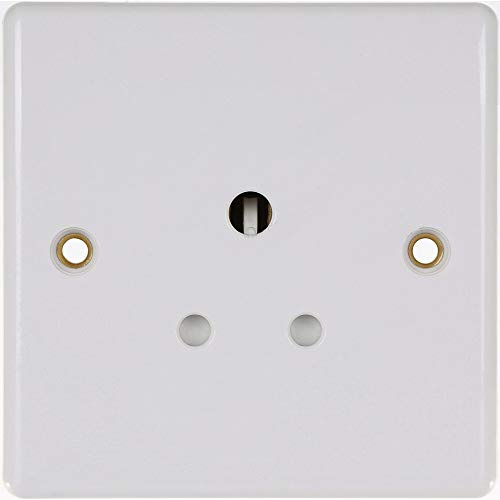 BG ELECTRICAL Nexus 829 / B&Q 829-BQ-HC(A) - 5A Round Pin 1 Gang Unswitched Socket - Slimline White Rounded - for Domestic Lighting
