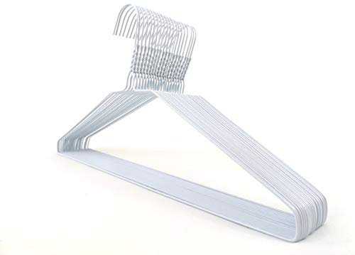 DODIN HOME 30 White Wire Hangers Space Saving Metal Coat Hanger Suit Hangers with Trouser Bar Clothes T-Shirt Dress (White, 30)