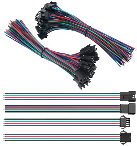 Lyeteung 15 Pairs Mini Micro JST-SM Plug Connector, JST 4 Pin Micro Electrical Male and Female Connector Plug Wire Cable, with 150mm 22AWG Wire