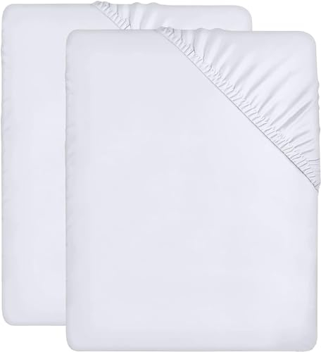 Utopia Bedding Fitted Sheet Single (2 Pack), White - Deep Pocket 14 inch (35 cm) - Oeko Tex Certified - Easy Care - Soft Brushed Microfibre Fabric - Shrinkage and Fade Resistant - Bottom Sheet
