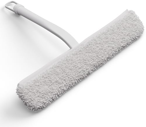 2 in 1 Fensterreiniger und Reinigungstuch, 23 cm Glasreiniger, Duschabzieher Box, Fensterreinigung waschbar, professioneller Fensterabzieher für Fenster, hygienischer Fensterreiniger mit ergonomischem