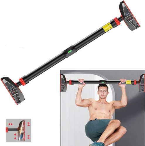 Klimmzugstange für Türrahmen ohne Schrauben/Bohren, Pull Up Bar Tragkraft bis 200 Kg, Reckstange Türrahmen Ohne Schrauben 75-94cm Ausziehbar, Neues 360° Drehbares Zahnradschloss