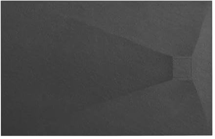 VBChome Duschwanne 120 x 90 x 2,5 cm Schwarz Steinstruktur Duschtasse Extra Flach Rechteckig Ablaufgarnitur Abdeckplatte SMC Verbundwerkstoff Universelle Installation Siphon