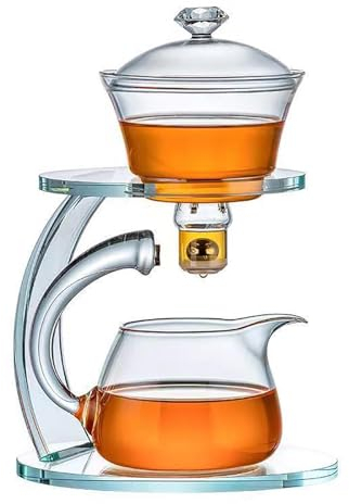 KALWEL Teiera magnetica, set da tè semi automatico, set da tè in vetro Lazy Kung Fu, teiera magica, set da tè Gongfu, rotante semi automatico con infusore, adatto per casa e ufficio, set da tè