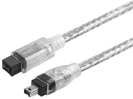 Herfair 1 m FireWire IEEE 1394B Kabel, 9-poliger Stecker auf 4-poliger Stecker, Datenübertragungsadapter, FireWire 400 DV iLink Konverter für Laptop zu Camcorder, DV-Kamera auf Computer