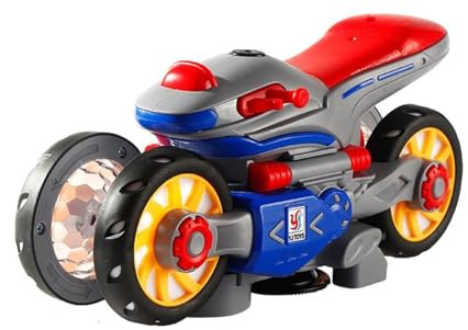PEBBLE HUG Deformation Motorcycle, 360° Rotating Stunt, LED Light & Music, Battery Operated, Fine Motor Skills, Hand-Eye Coordination, Motor Skills Development