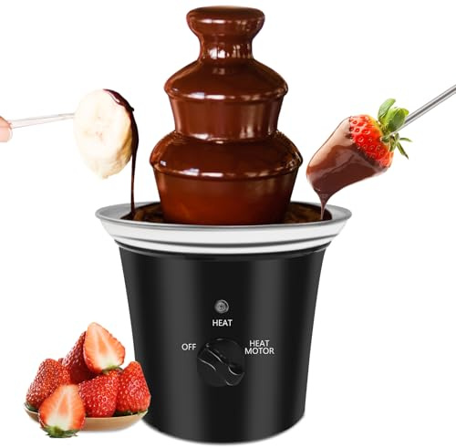 Mini máquina de fuente de chocolate, pequeña máquina eléctrica de fondue de chocolate para fiestas para dulces y queso (negro)