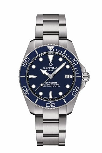 Certina, Mens, DS Action Gent, 40.5, mm, Titanium, Automatic, Powermatic 80, Nivachron, Date, Watch, Blue, Titanium, C0484074404100