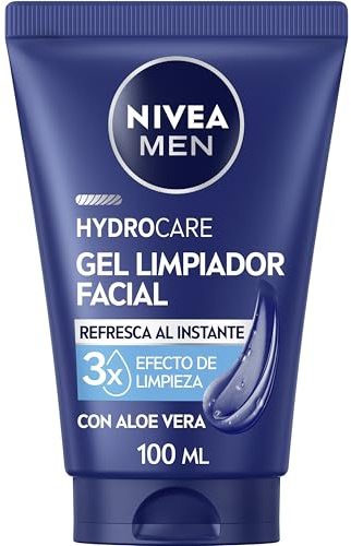NIVEA MEN Hydrocare - Gel Limpiador Facial - Jabón limpiador para Hombre - Frescura Inmediata - Con Aloe Vera y Provitamina B5-3x Efecto de Limpieza Facial - Todo Tipo de Piel - 100 ml