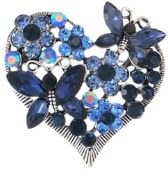 Rhinestone Heart Shape Brooch Sparkling Crystal Flower Brooch Pin Vintage Blue Crystal Butterfly Pin Wedding Fashion Brooches Jewelry Birthday Party Christmas Jewelry for Women