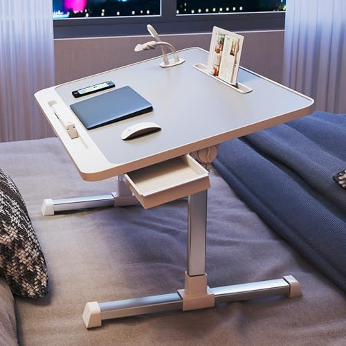 Mesa plegable para TV con altura y ángulo ajustables, escritorio portátil para cama, estación de trabajo plegable para computadora con interfaz USB