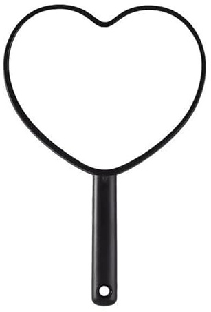 FooYee Handspegel, professionell handspegel med handtag, hjärtformad handspegel liten 12 x 8 cm, spegel handhållen sminkspegel, verktyg för hem, kontor, resor (svart)