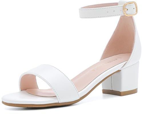 LAURMOSA Girls Sandals Size 3 White Kids Sandals Kids High Heels for Girls Party Shoes Flower Girl Shoes for Wedding Big Girl First Communion Church Easter Dance Formal Graduation (UKL1008PUWhite 3)