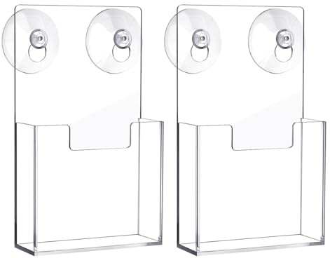 Soporte para folletos genérico | 2 piezas soporte de documentos de acrílico ventosas montado en la pared para folletos transparentes para documentos Folletos Oficina Tienda comercial residencial