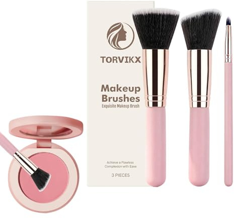 Juego de pinceles de maquillaje 3 Piezas con Cerdas para Maquillaje Facial