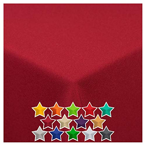 StoffTex Tischdecke I Tischläufer I Tischtuch I Tischwäsche I Dauerhaft Kratzfest I Tischdekoration aus Polyester für Wohnzimmer, Esszimmer, Balkon, Garten (Weinrot, 100 x 100 cm)