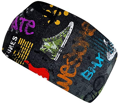 Wollhuhn ÖKO Jungen/Mädchen Cooles Elastisches Stirnband/Haarband Bequem Jersey Baumwolle Viele Motive Kinder (Cool Stuff Dunkelgrau)