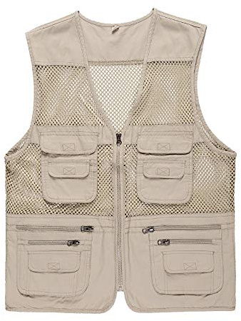 Daoba Uomo Gilet da Pesca Multitasche Maglia Giacca Traspirante Gilet da Lavoro Viaggio Estate Fotografia Vest