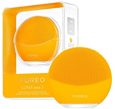 Foreo Luna Mini 3 Facial Cleansing Brush - Travel Accessories - Face Massager Electric, Ultra-Hygienic Silicone - Simple Face Wash - Electric Face Cleanser - App-Connected - Sunflower Yellow