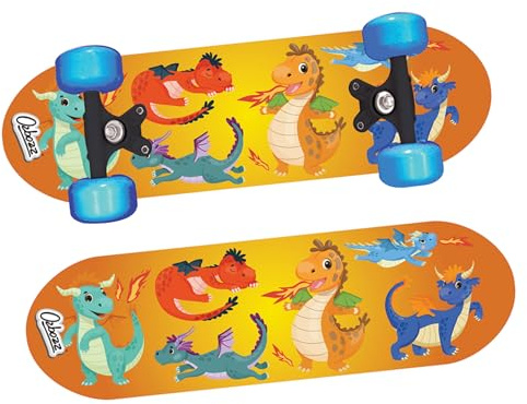 Ozbozz Skateboard mit blinkenden Rdern, Drachen-Design, Holz-Kunststoff, Verschiedene Designs und Farben, Ca. 43,2 cm