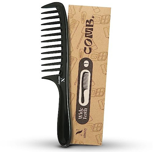 Nimxy Black Wide Tooth Comb for Curls 1 Pc - Curl Comb with Comfortable Handle for Detangling Medium to Long Wet and Wavy Hair - hairdressing & Styling