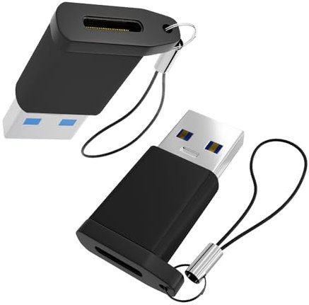 DMD | 2 Pack USB to USB C Adapter, Type C Female to USB A Male Charger Cable Converter for Apple MacBook, iPhone 12 13 14 15 Max Pro,Airpods, iPad 10 Air 4 5 Mini 6, Samsung Galaxy S23 S22 (Black)