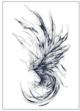 2 PCS Adesivi Tatuaggio A Base Di Erbe Succo Semi-Permanente Braccio Di Succo Impermeabile Fenice Scura Tatuaggio Temporaneo