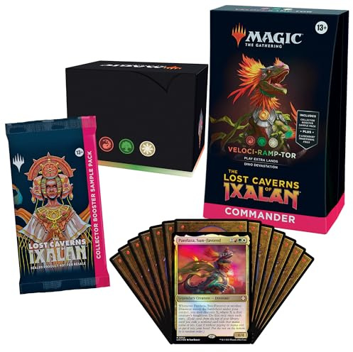 Magic: The Gathering The Lost Caverns of Ixalan Commander Deck - Veloci-ramp-tor (100-Card Deck, 2-Card Collector Booster Sample Pack + Accessories), D24080000, Mehrfarbig
