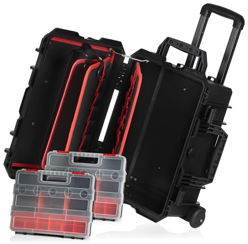 Zelsius Transportkoffer mit Werkzeugtascheneinsatz | 18 Liter | Kamerakoffer mit Rollen, Outdoorbox, Kunststoffkoffer | Hartschalen Werkzeugkiste, Werkzeug-Trolley, Aktenkoffer | Fotobox, Werkzeugbox