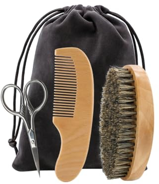 Beaupretty 3 Sätze Bartpflegeset Kopfhaut-Conditioner Kopfhautbürste für Männer bartpflege set für männer barttrimmer set Rasierer Zubehör für die Bartpflege Bartbürste Kosmetik Schere Passen