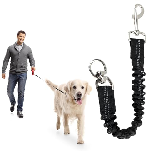 Hundeleine Ruckdämpfer,Elastisch Hund klein Bungee Leinenverlängerung,Leine für Jede Hundeleine,Elastische Einstellbar Hundetrainingsleine Leine für Mittelgroße und Große Hunde Schwarz