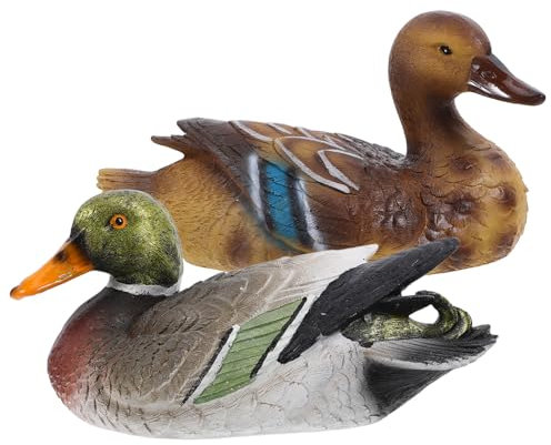 Cabilock Estatua De Pato Mandarín Flotante 2 Unidades para Estanque De Resina Realista Decoración Exterior Jardín Piscina